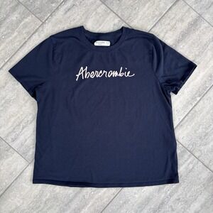 Abercrombie Kids Navy Blue Graphic Tee | Coquette Preppy Y2K Soft Girl Aesthetic